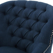 Modern Tufted Lounge Armchair (Blue) - WoodenTwist