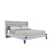 Upholstered Panel Bed Frame with Diamond Tufted and Nailhead Trim Wingback Headboard - WoodenTwist