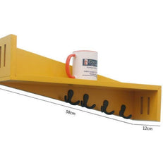 Wooden Plegable Wall Shelf With Key Hooks - WoodenTwist