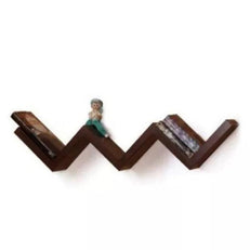 Wooden Handicrafted W Shape Designer Floating Wall Shelves - WoodenTwist