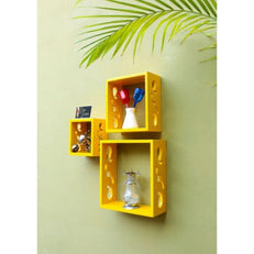 Wooden Square Nesting Floating Wall Shelves Set of 3 - WoodenTwist