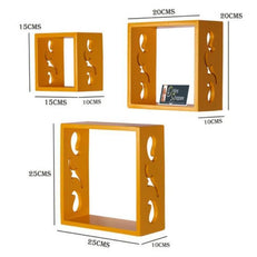 Wooden Square Nesting Floating Wall Shelves Set of 3 - WoodenTwist