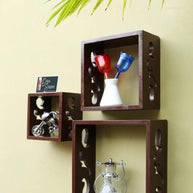 Wooden Square Nesting Floating Wall Shelves Set of 3 - WoodenTwist
