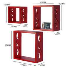 Wooden Square Nesting Floating Wall Shelves Set of 3 - WoodenTwist