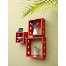 Wooden Square Nesting Floating Wall Shelves Set of 3 - WoodenTwist