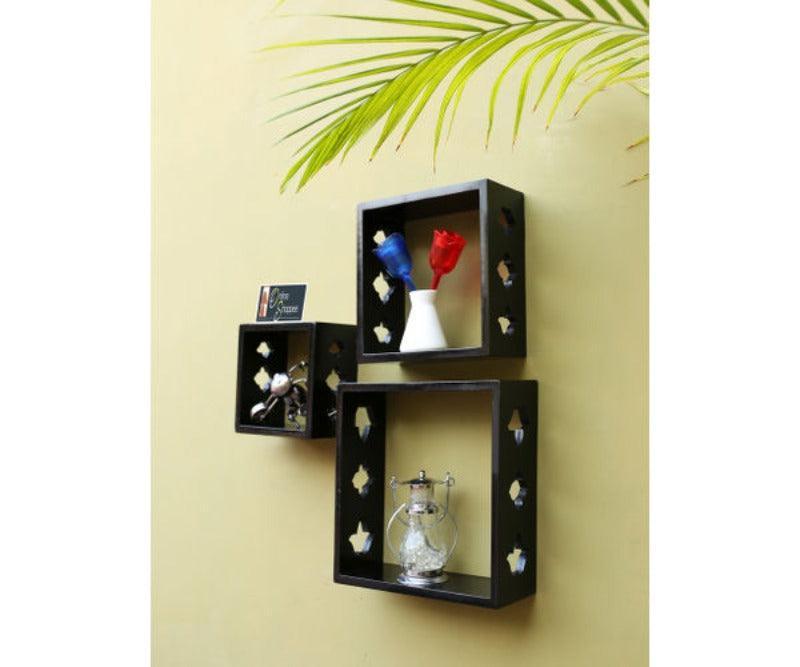 Square Wall Shelves With A Bold Black Finish