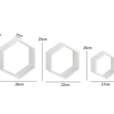 Wall mounted Hexagonal Wooden Floating Wall Shelves Set of 3 - WoodenTwist