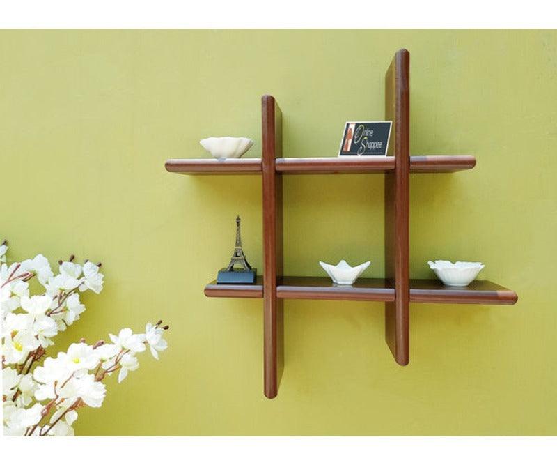 Wooden Criss Cross Floating Shelf - WoodenTwist