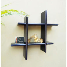 Criss Cross Floating Wall Shelf mounted on a living room wall