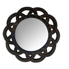 Antique Wooden Wall Mirror Frame with Handicraft Work Design in black finish