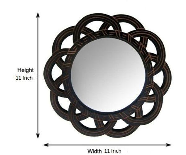 Antique Wooden Wall Mirror Frame with Handicraft Work Design - angled view