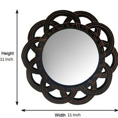 Antique Wooden Wall Mirror Frame with Handicraft Work Design - angled view