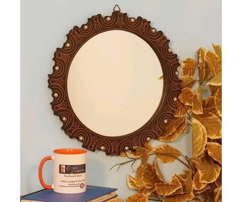 Buy Quality Mirrors| Round Wooden Wall Mirrors |Decorative Big Large Living  Room | Royal Mirror |Modern Mirror | 24 * 24 inches | Round Decorative  Mirror| Silver Round Mirror Online at Low Prices in India - Amazon.in