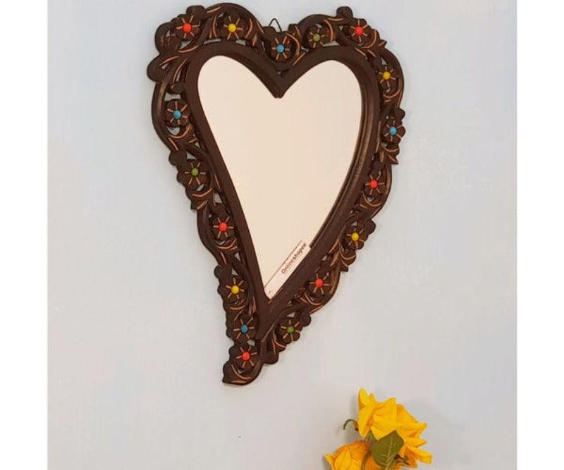 brown wood wall decor mirror