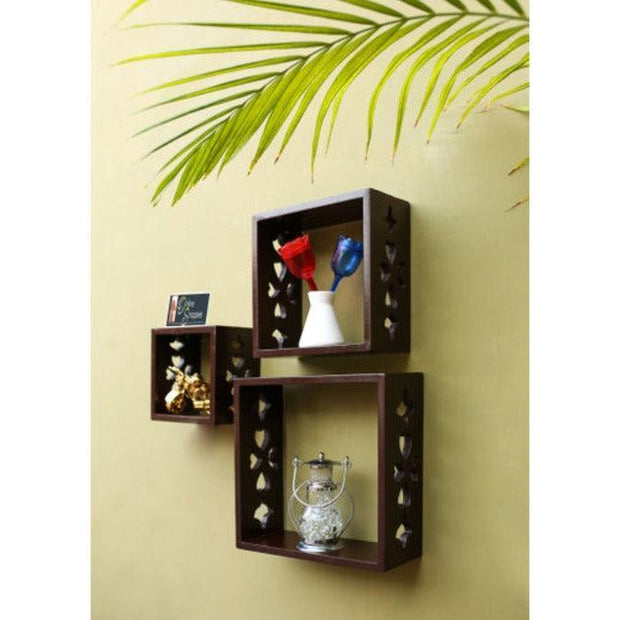 Wooden Square Nesting Floating Wall Shelves Set of 3 - WoodenTwist