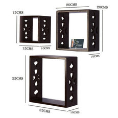 Wooden Square Nesting Floating Wall Shelves Set of 3 - WoodenTwist