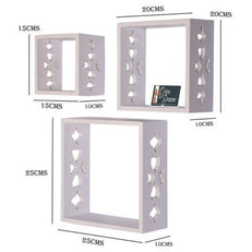 Wooden Square Nesting Floating Wall Shelves Set of 3 - WoodenTwist