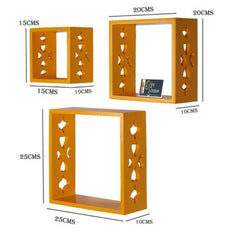 Wooden Square Nesting Floating Wall Shelves Set of 3 - WoodenTwist