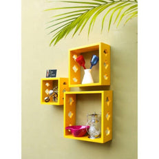 Wooden Square Nesting Floating Wall Shelves Set of 3 - WoodenTwist