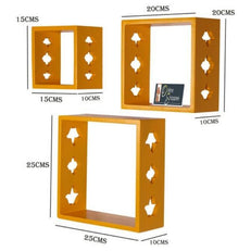 Wooden Square Nesting Floating Wall Shelves Set of 3 - WoodenTwist