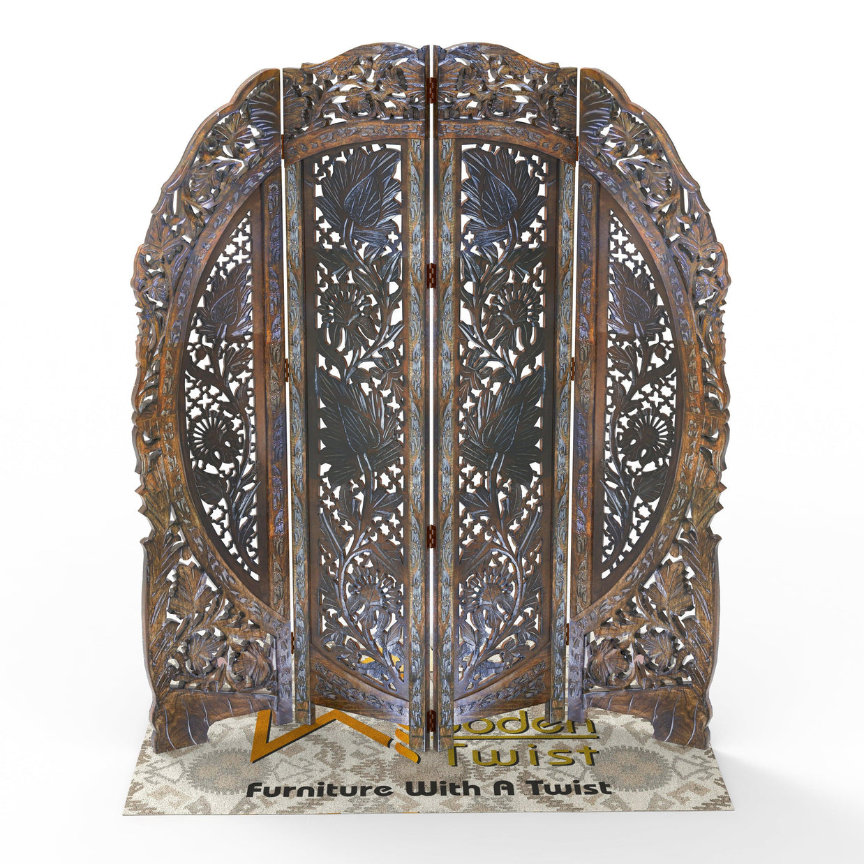 Wooden Partition Screen Room Divider zoning a living room
