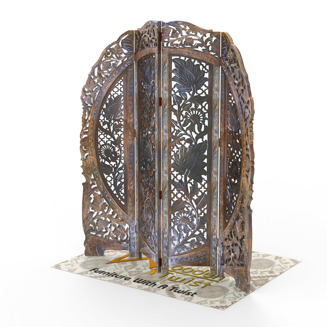 Wooden Partition Screen Room Divider freestanding side view