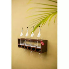 Unique Wooden Bottle Rack, 4 Bottles Holder Wall Shelves - WoodenTwist