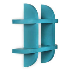 Wooden Criss Cross Floating Shelf side profile showing slim depth