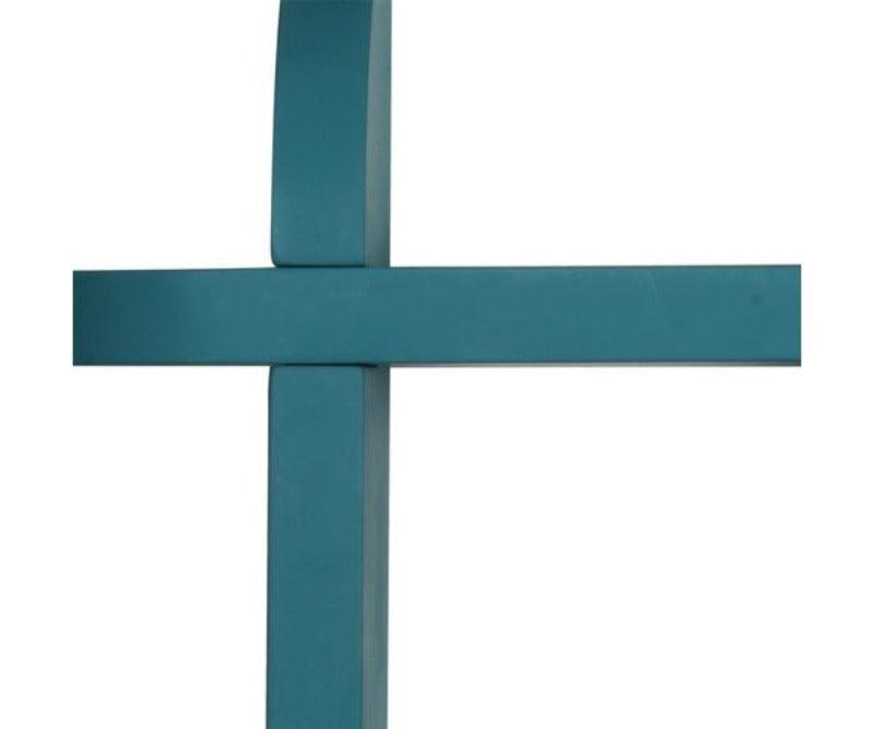 Wooden Criss Cross Floating Shelf display of decor pieces