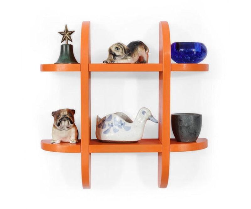 Wooden Criss Cross Floating Shelf front view