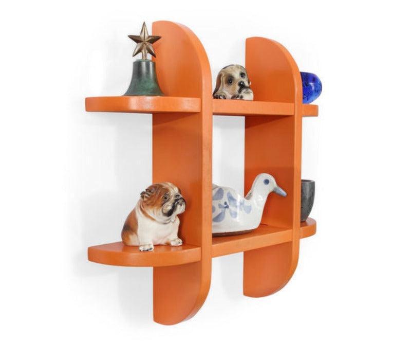Wooden Criss Cross Floating Shelf in White finish