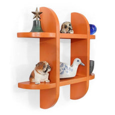 Wooden Criss Cross Floating Shelf in White finish