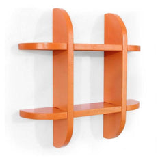 Wooden Criss Cross Floating Shelf angled view