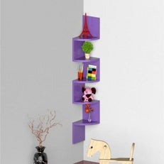 Wooden Fancy Zigzag Wall Mount Floating Corner Wall Shelf - WoodenTwist