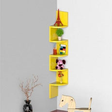 Wooden Fancy Zigzag Wall Mount Floating Corner Wall Shelf - WoodenTwist