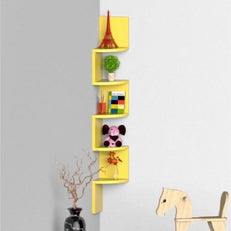 Wooden Fancy Zigzag Wall Mount Floating Corner Wall Shelf - WoodenTwist
