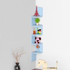 Wooden Fancy Zigzag Wall Mount Floating Corner Wall Shelf - WoodenTwist