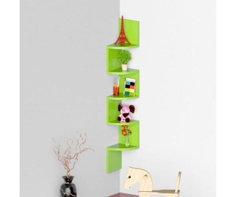 Wooden Fancy Zigzag Wall Mount Floating Corner Wall Shelf - WoodenTwist