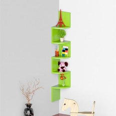 Wooden Fancy Zigzag Wall Mount Floating Corner Wall Shelf - WoodenTwist