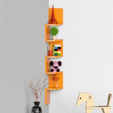 Wooden Fancy Zigzag Wall Mount Floating Corner Wall Shelf - WoodenTwist
