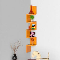 Wooden Fancy Zigzag Wall Mount Floating Corner Wall Shelf - WoodenTwist
