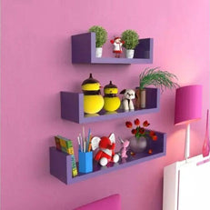 Wooden Handicraft Wall Decor Designer Wall Shelf Pack of 3 - WoodenTwist