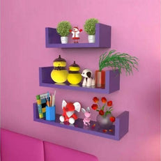 Wooden Handicraft Wall Decor Designer Wall Shelf Pack of 3 - WoodenTwist