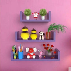 Wooden Handicraft Wall Decor Designer Wall Shelf Pack of 3 - WoodenTwist