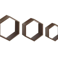Hexagonal Shape Wooden Floating Wall Shelves Set of 3 - WoodenTwist