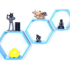 Hexagonal Shape Wooden Floating Wall Shelves Set of 3 - WoodenTwist