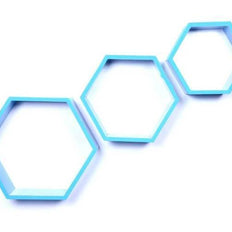 Hexagonal Shape Wooden Floating Wall Shelves Set of 3 - WoodenTwist