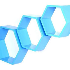 Hexagonal Shape Wooden Floating Wall Shelves Set of 3 - WoodenTwist
