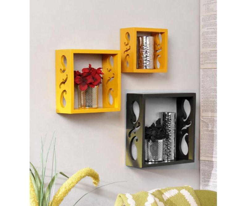 Wooden Square Nesting Floating Wall Shelves Set of 3 - WoodenTwist