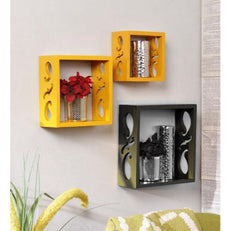 Wooden Square Nesting Floating Wall Shelves Set of 3 - WoodenTwist